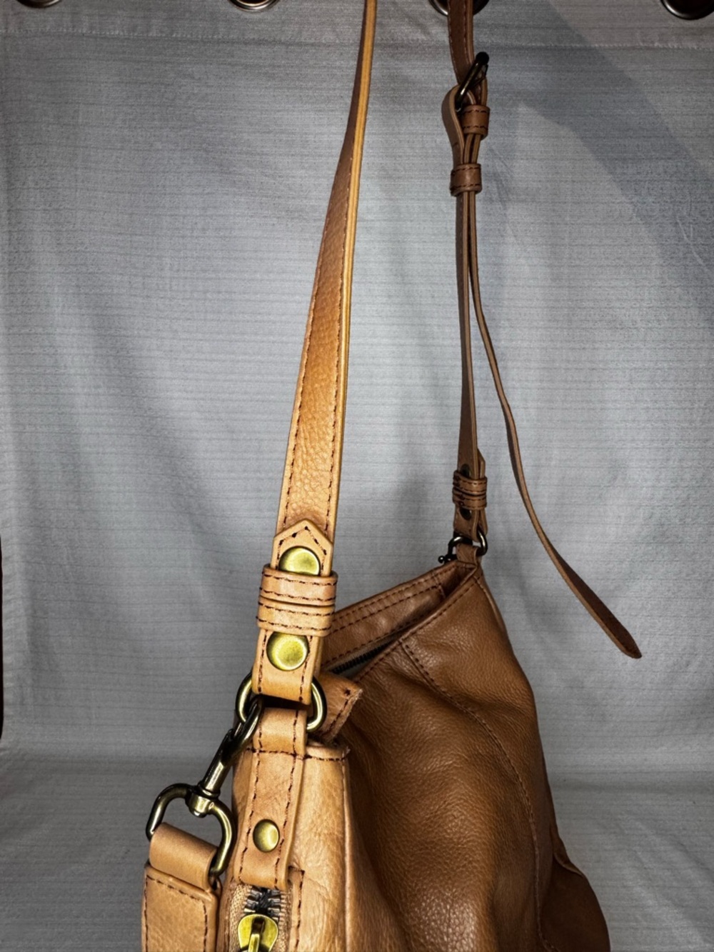 Vintage American Leather Co Crossbody Bag Brown Leather Purse Adjustable Strap - Picture 7 of 12
